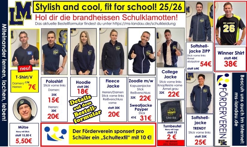 Flyer Schukleidung mit allen Modellen und Preisen